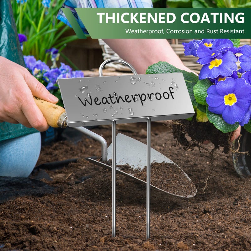 startostar 50-Pack Metal Plant Labels Weatherproof Garden Markers,Height 10.6'', Label Area 3.5''X 1.2'' Reusable Nursery Tags for Vegetables Herb Flower Seed Greenhouse - Zinc - Image 3